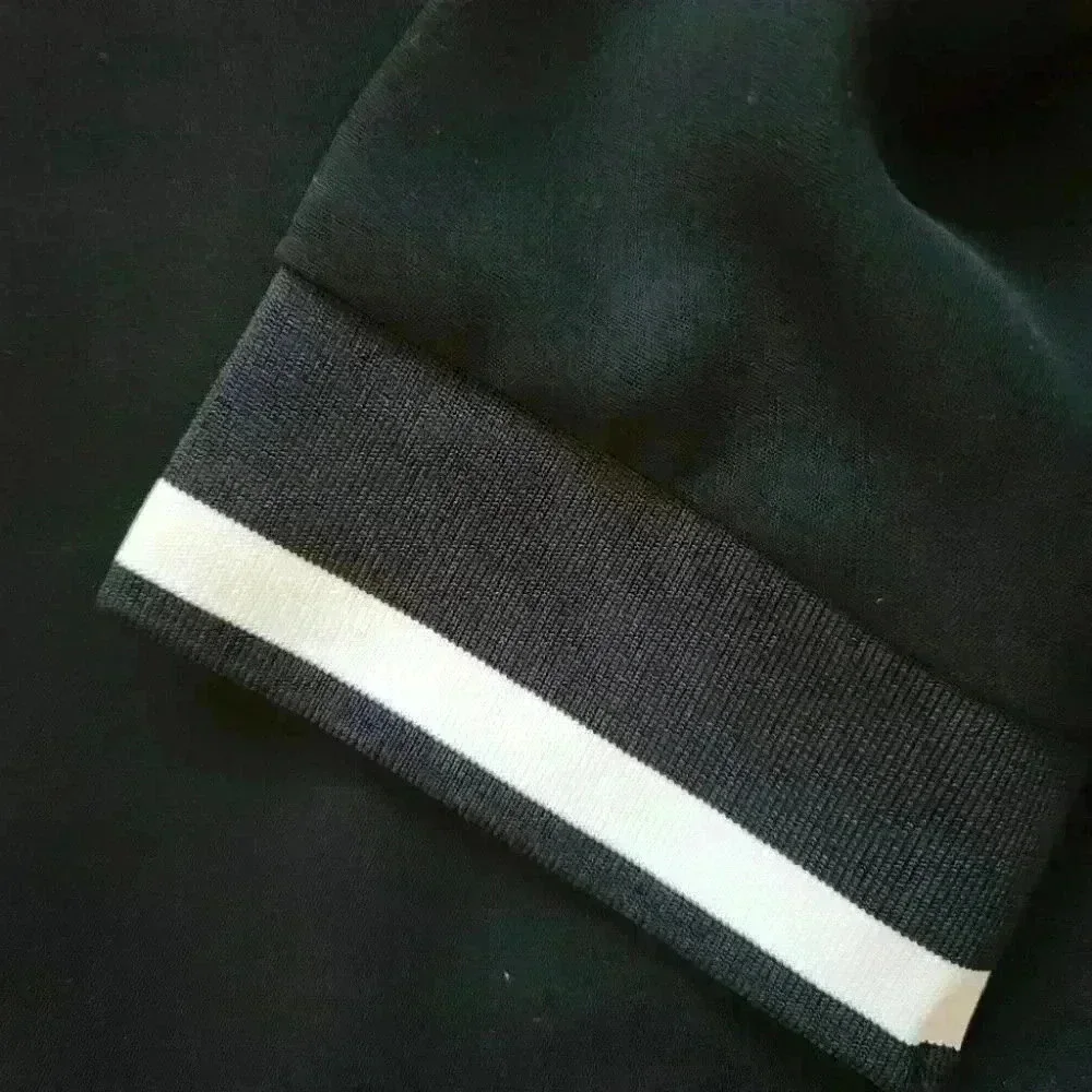 Zara Varsity Patch Black v-neck long sleeve shirt Dress size xs